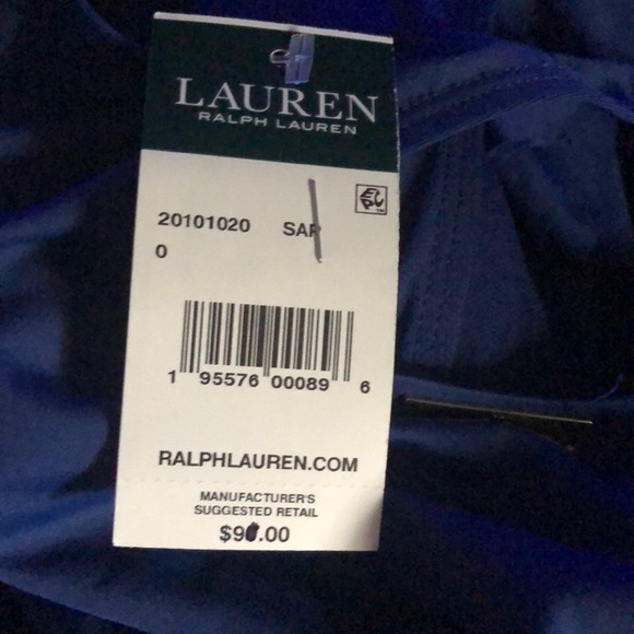 Lauren RALPH LAUREN Women's Blue Ruffled Underwire Tankini Swimsuit Top - Picture 5 of 5